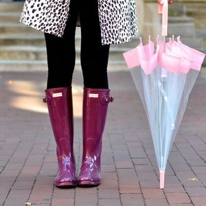 Hunter Glossy Violet/Purple Tall Rain Boots size 7 EU 38